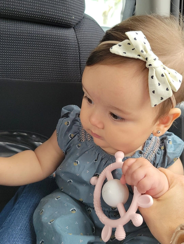 Giraffe Silicone Teether & Rattle Toy - Pink