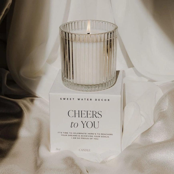 Cheers To You Soy Candle - Ribbed Glass Jar with Box - Giften Market