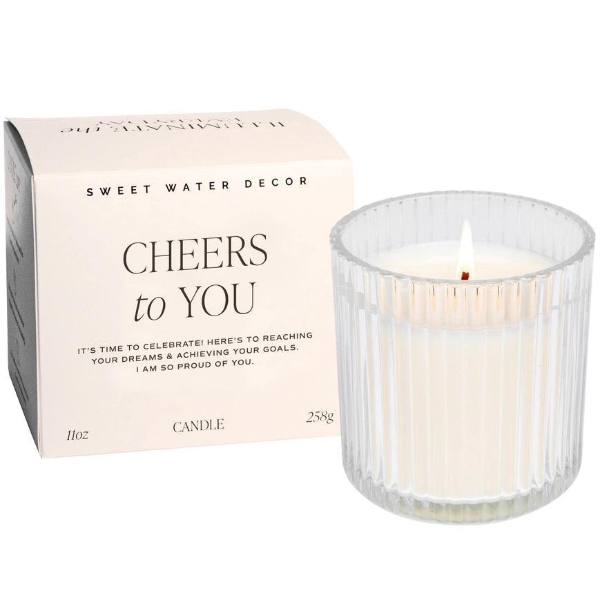 Cheers To You Soy Candle - Ribbed Glass Jar with Box - Giften Market