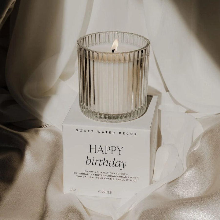 Happy Birthday Soy Candle - Ribbed Glass Jar with Box - Giften Market