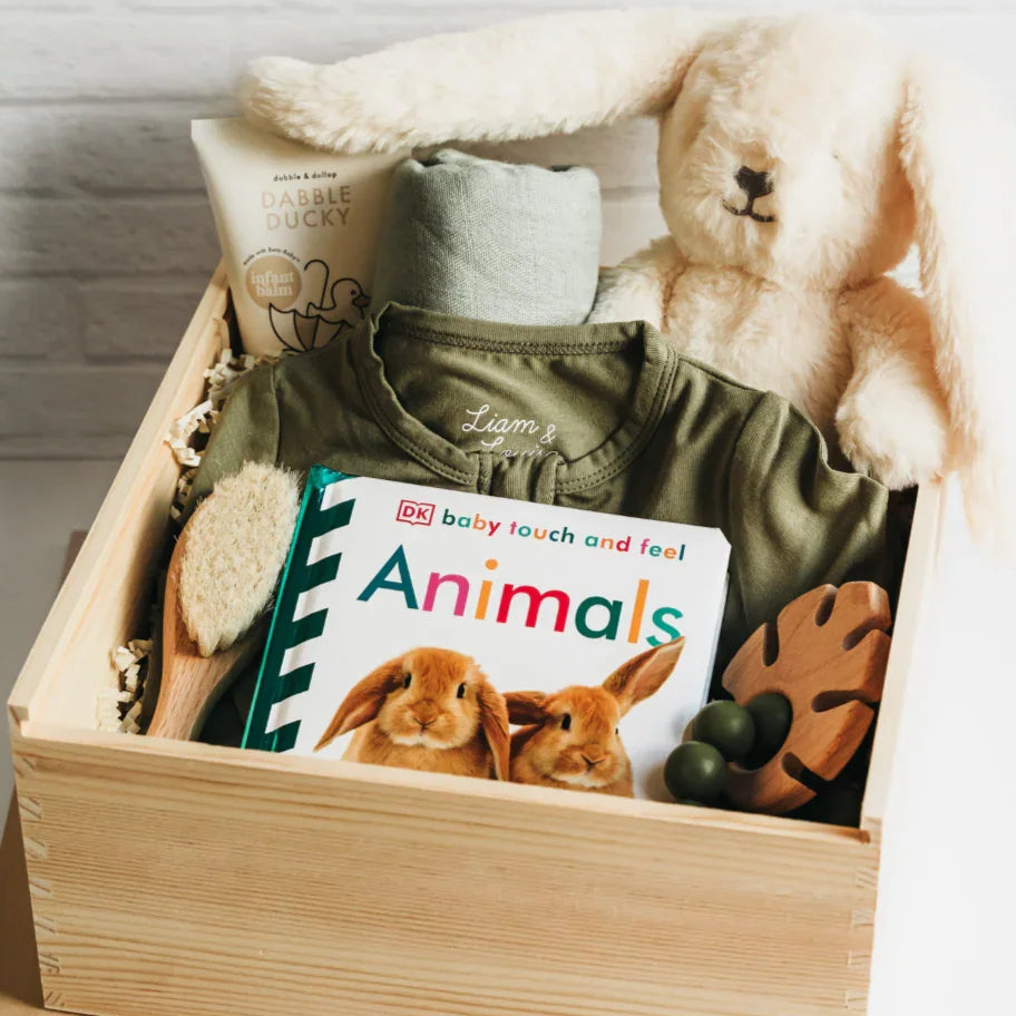 trending baby gifts New Baby Welcome Basket – Bunny | Baby Gift Box
