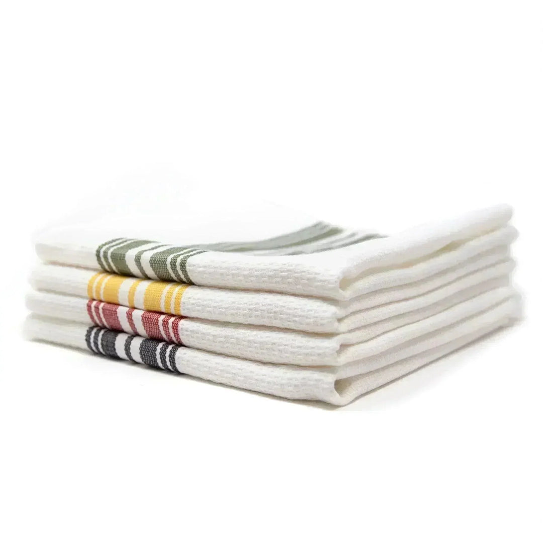 Waffle Kitchen Towel - Green/White Stripe - Giften Market