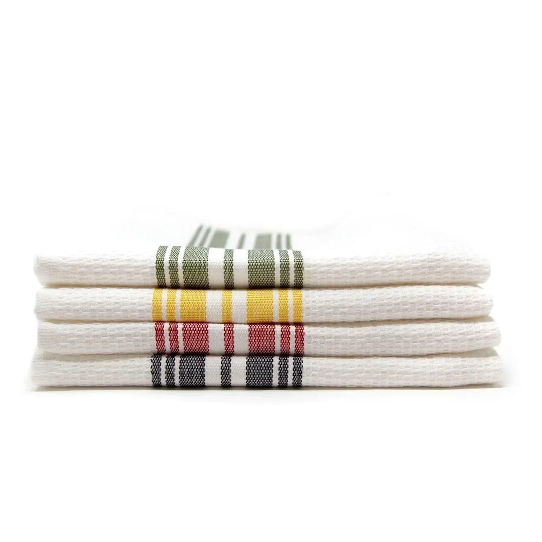 Waffle Kitchen Towel - Green/White Stripe - Giften Market