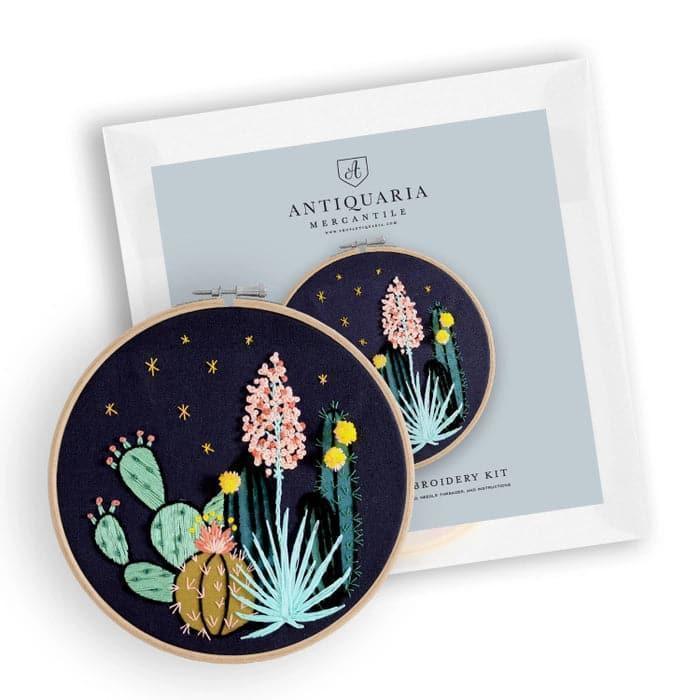 Night Cactus Premium Embroidery Kit - Giften Market