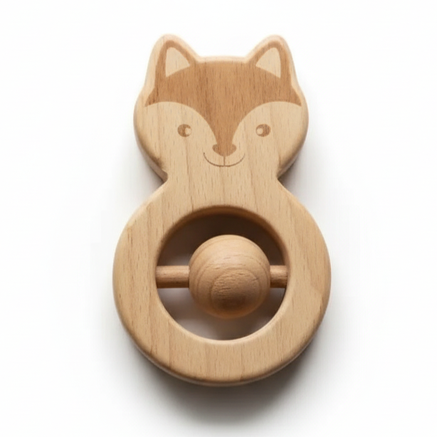 Wooden Fox Rattle