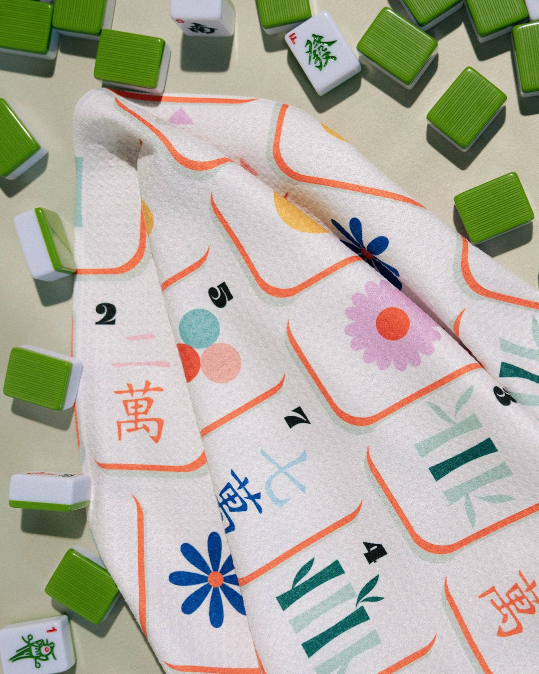 Tile Toss tea towel folded