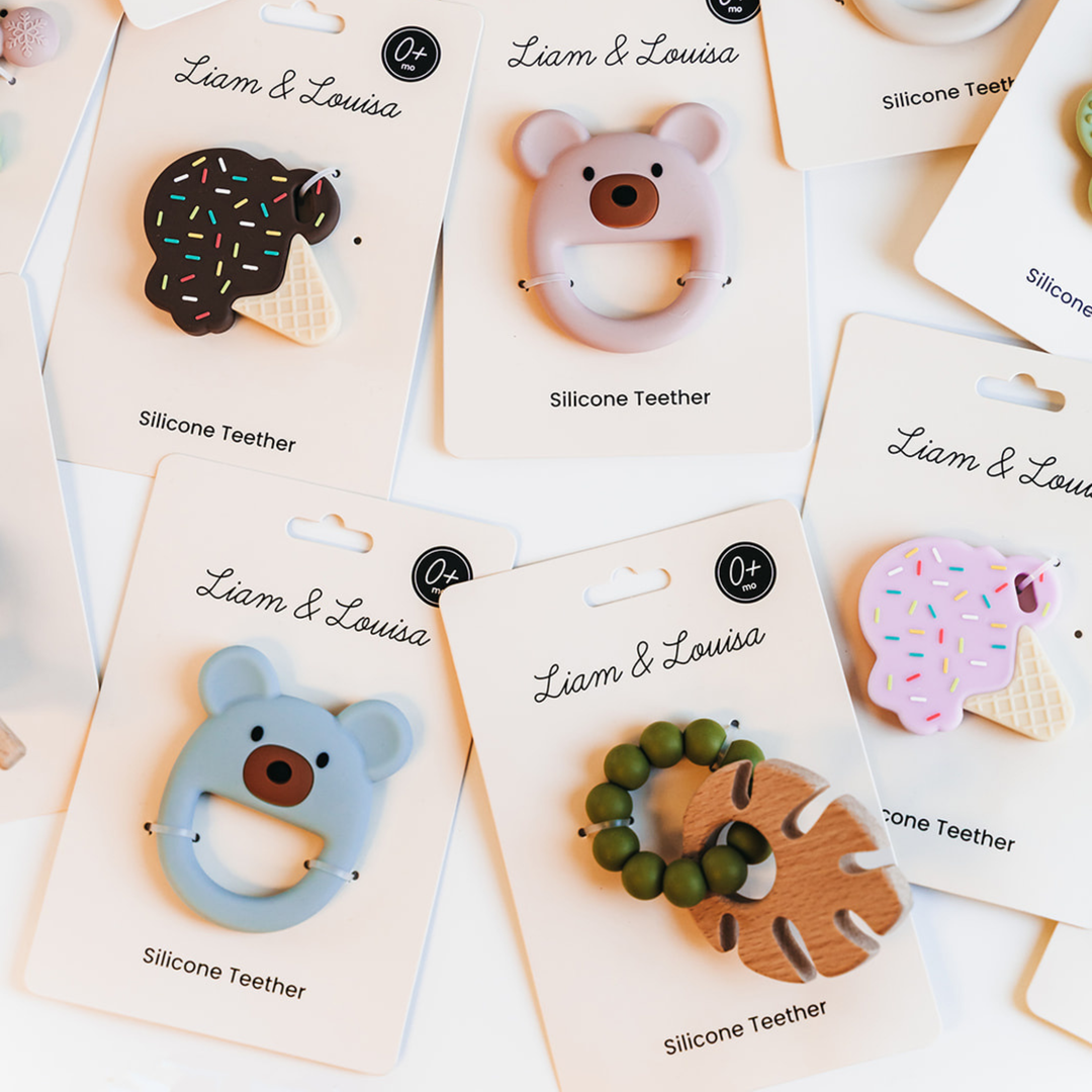 Green Leaf Silicone Beechwood Baby Teether