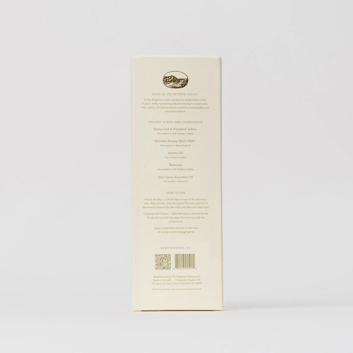 Back of the hand balm carton showing product information