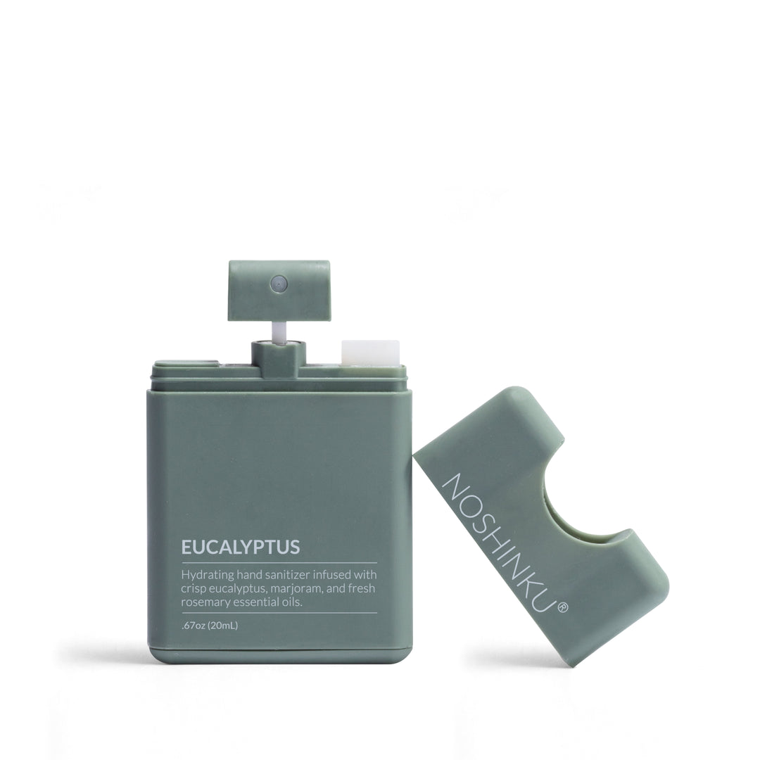 Noshinku Eucalyptus mister with its cap removed to show the refill opening