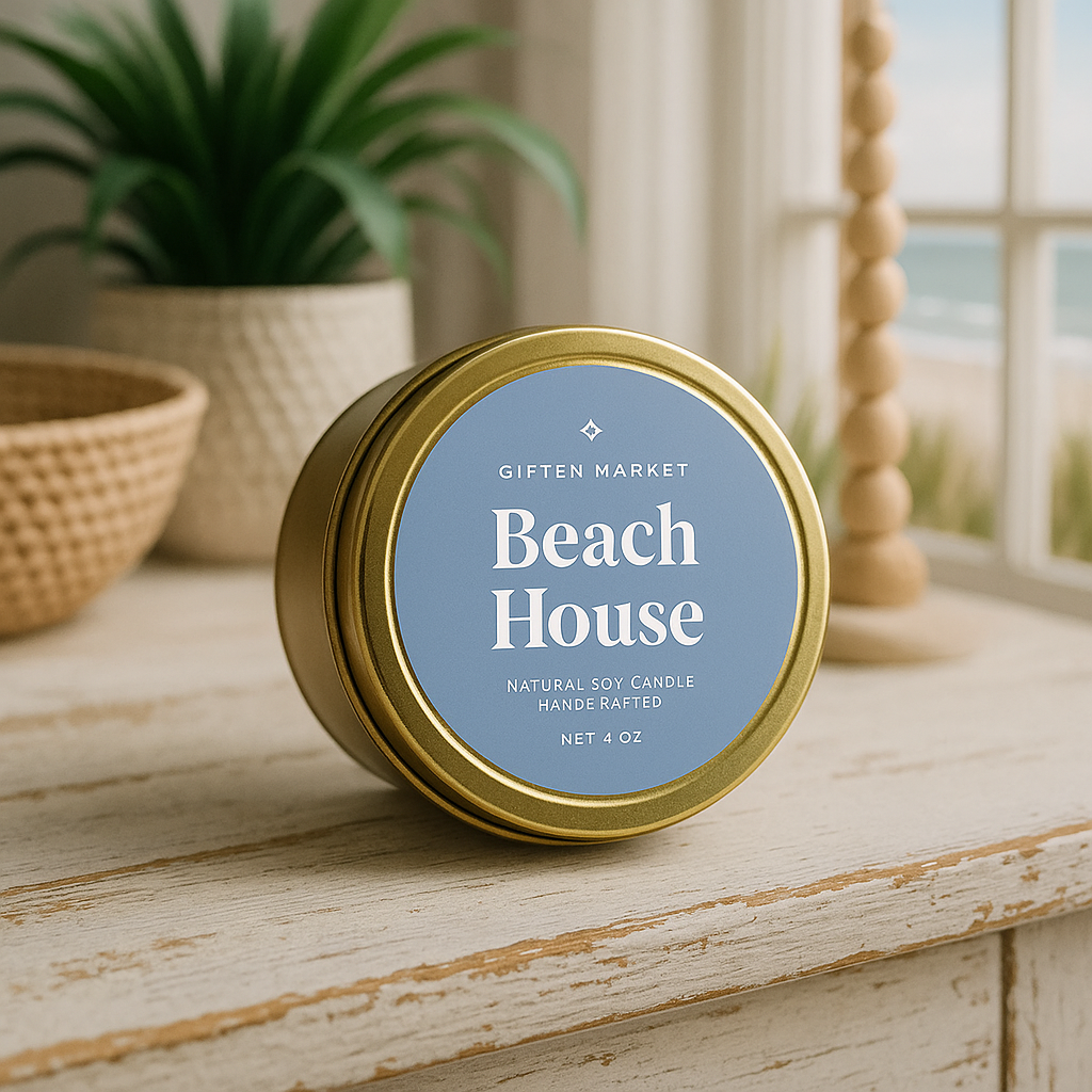 Beach House Gold Travel Candle