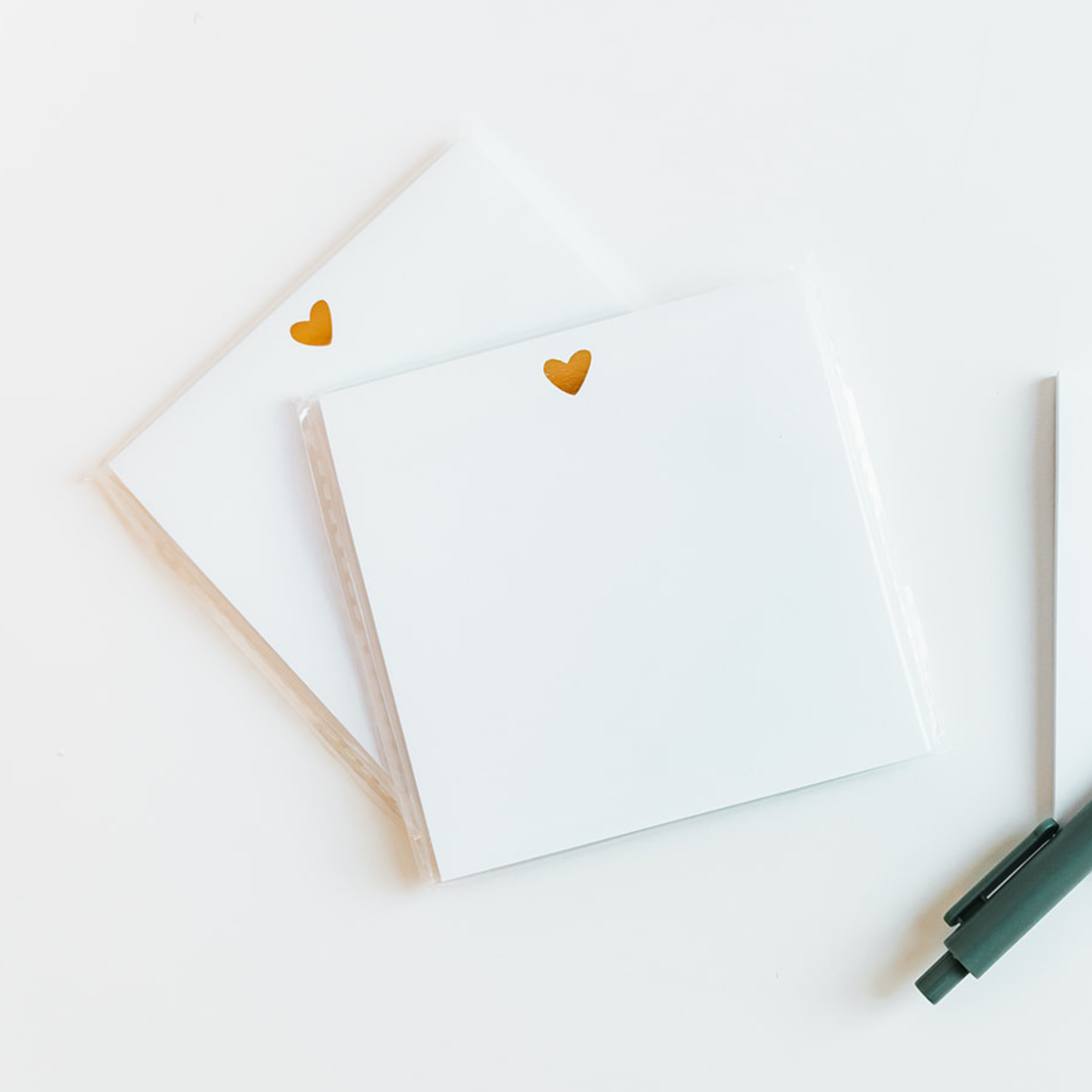Heart Sticky Notes - Gold Foil Design