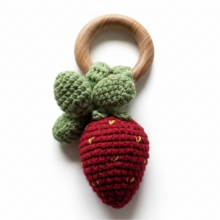 Strawberry Hand Crochet Rattle