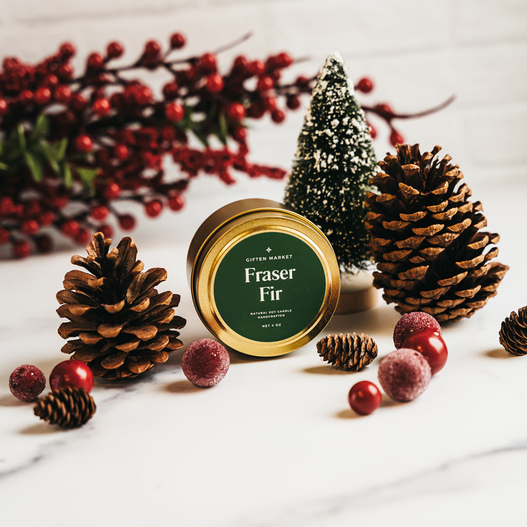 Fraser Fir Gold Travel Candle