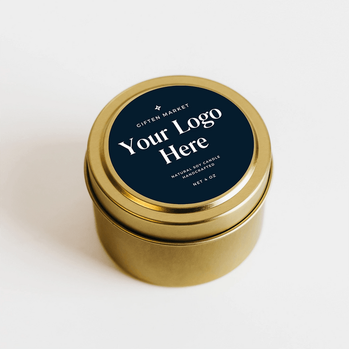 Custom Logo Soy Candle - 4oz Gold Travel Tin - Private Label