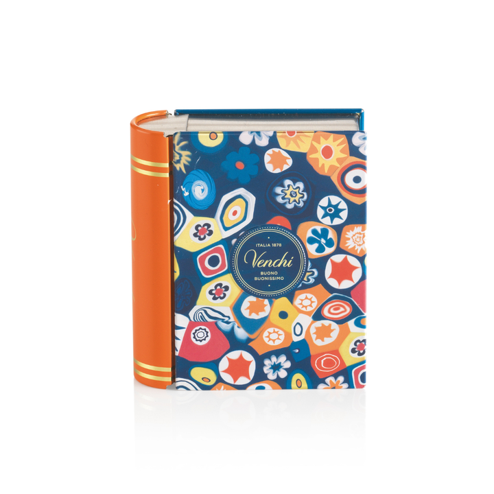 Murrine Mini Book Box open, showing six Chocoviar chocolates