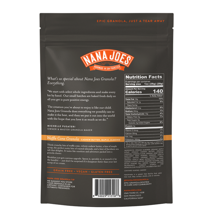 Back of the Waffle Cone Granola bag with the maker&