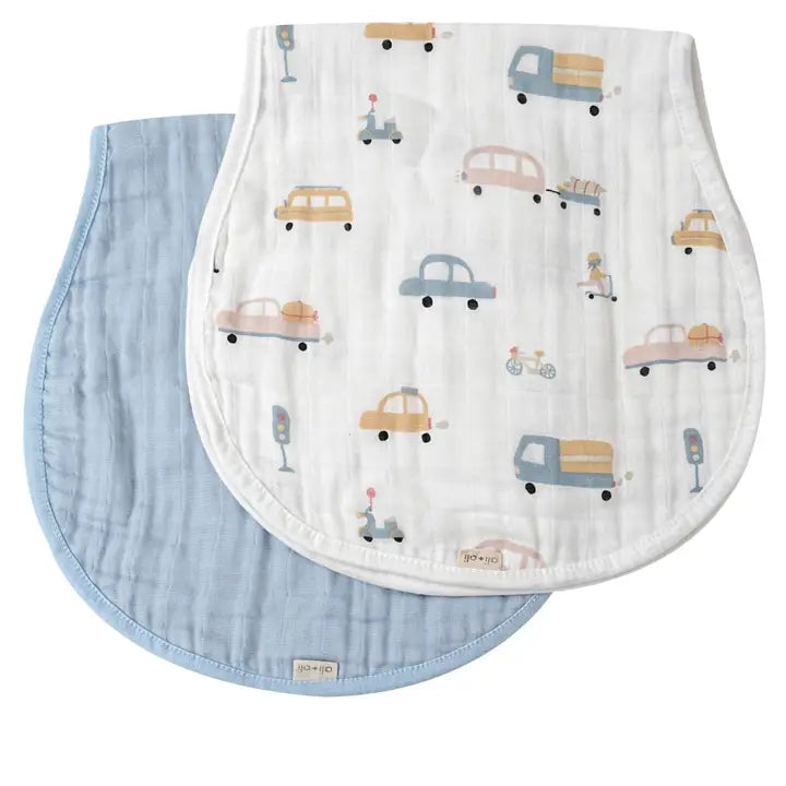 Bamboo Muslin Burp Cloth Set 2 Pack - Autos/Blue