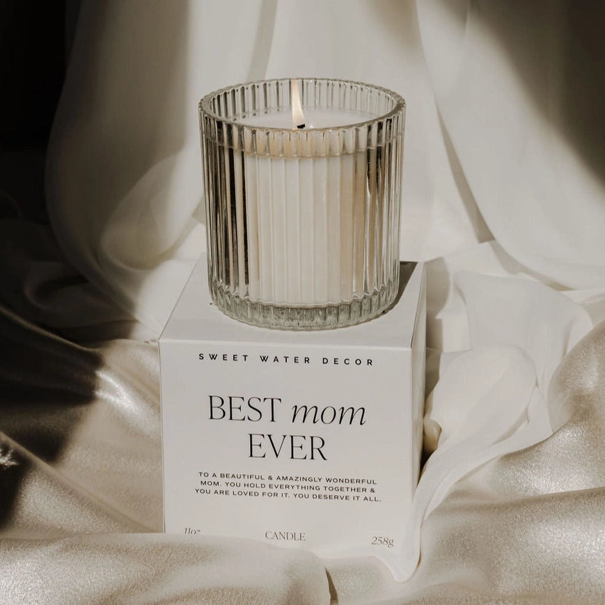 Best Mom Ever Soy Candle - Ribbed Glass Jar with Box