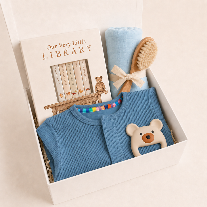 Sweet Beginnings Baby Gift Box - Blue Waffle