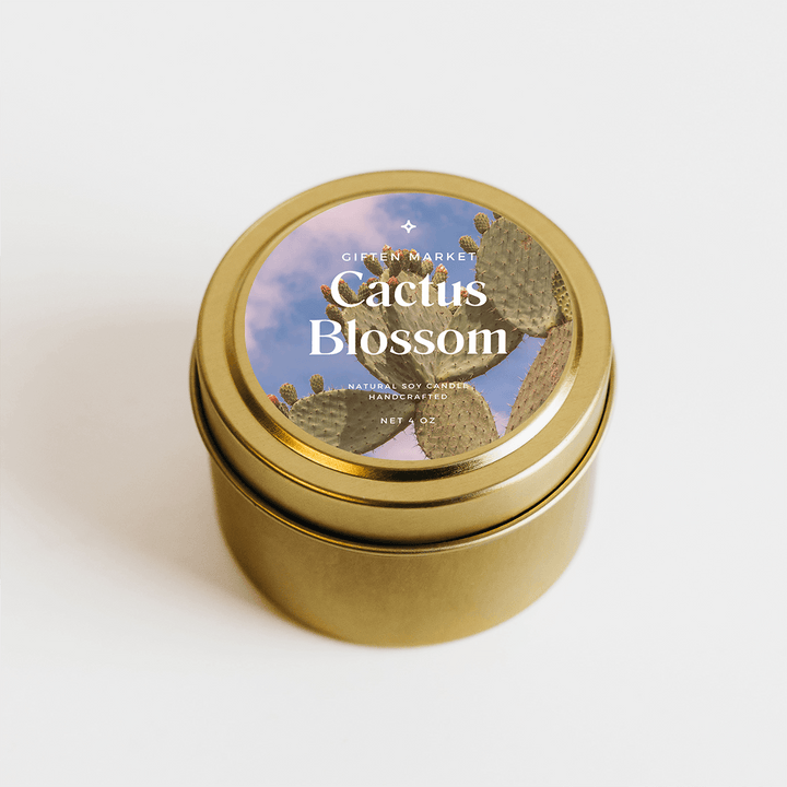 Cactus Flower Gold Travel Candle