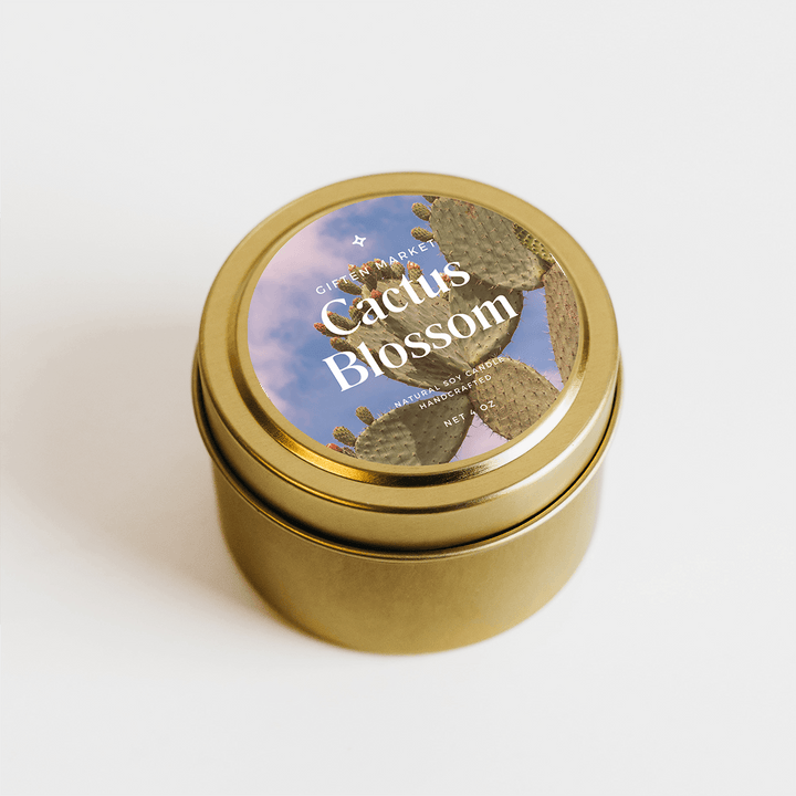 Cactus Flower Gold Travel Candle