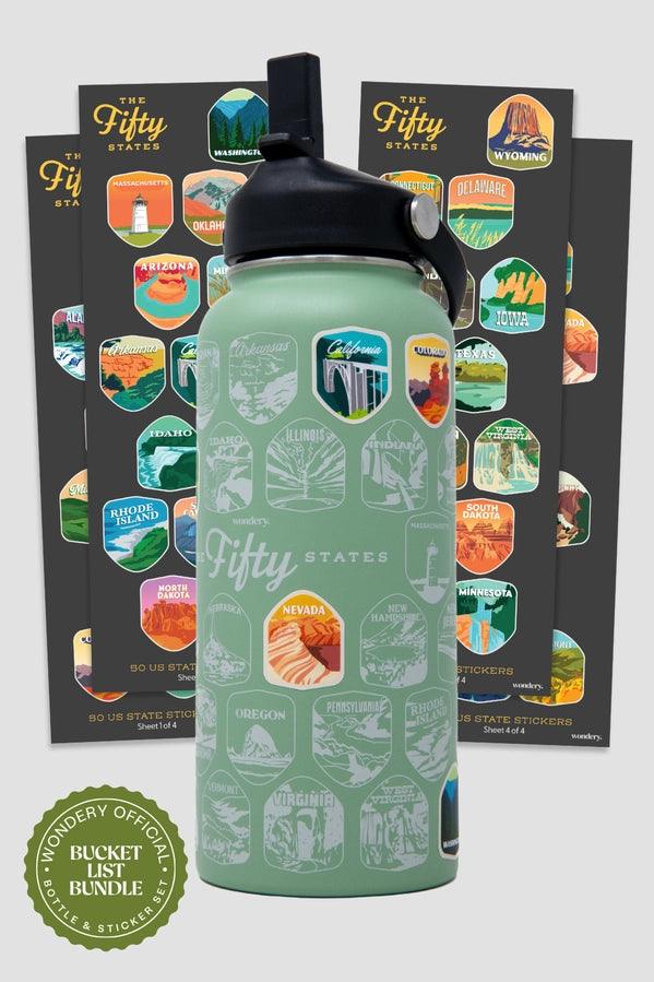 Fifty States Bucket List Water Bottle