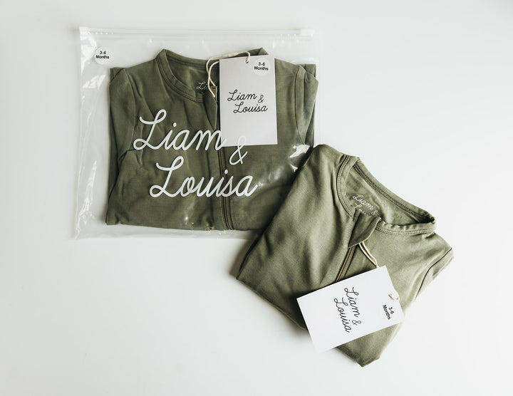 Super Soft Footed Baby Pajamas - Olive Green
