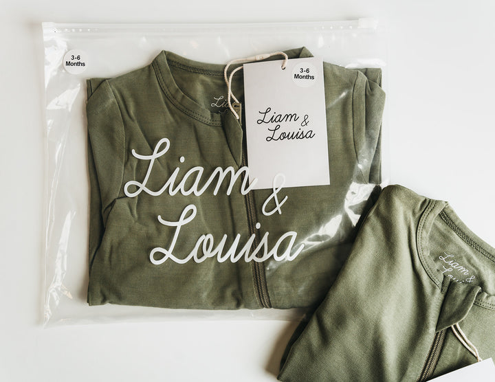 Super Soft Footed Baby Pajamas - Olive Green