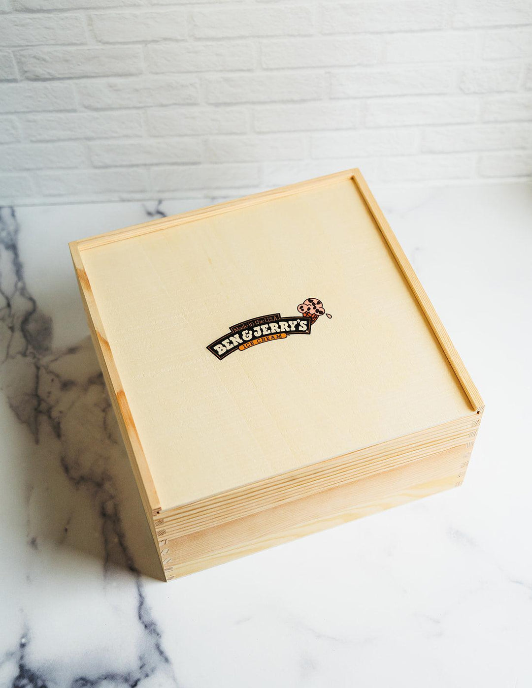 Custom Logo Wooden Gift Crate - Luxury Branded Gift Packaging - 10x10x5"