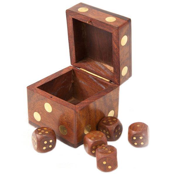 5 Dice Handcrafted Wood Box Set