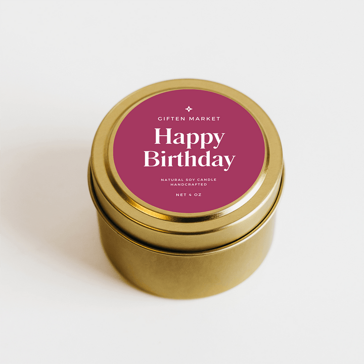 Happy Birthday Gold Travel Candle