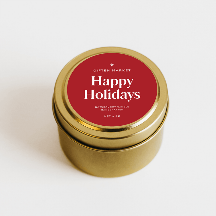 Happy Holidays Gold Travel Candle