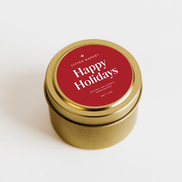 Happy Holidays Gold Travel Candle