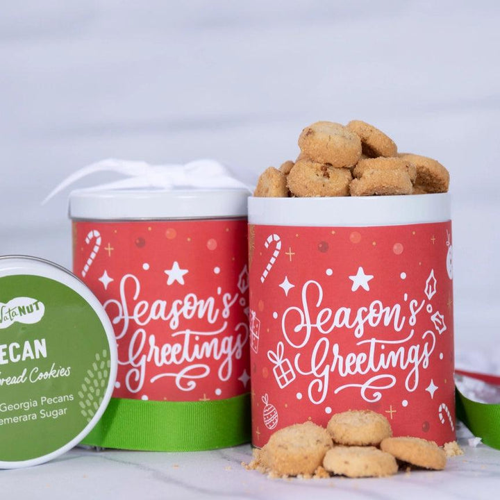 Seasons Greetings Cinnamon Pecans Cookie Tin