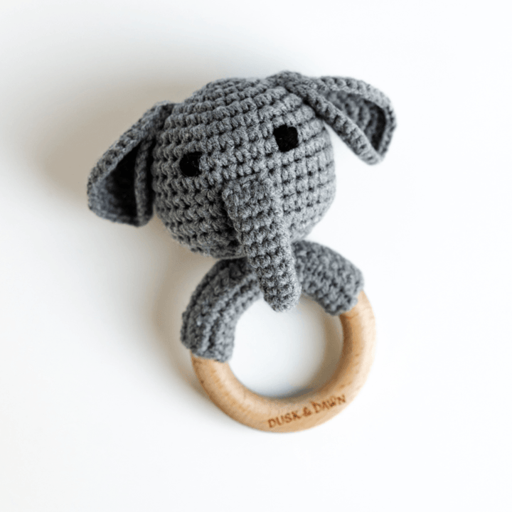 Elephant Hand Crocheted Rattle