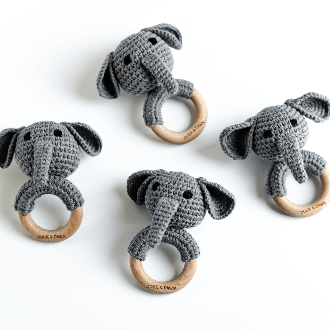 Elephant Hand Crocheted Rattle