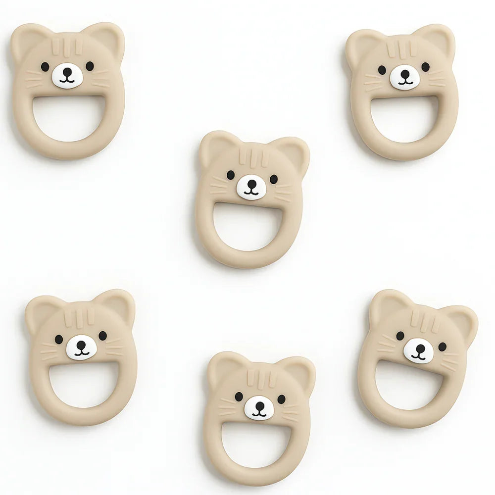 Cream kitten Silicone Baby Teether