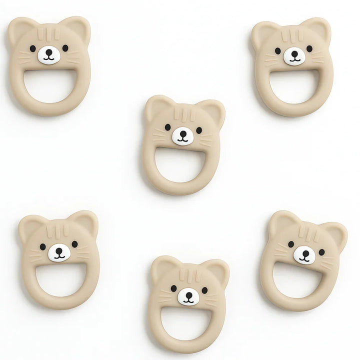 Cream kitten Silicone Baby Teether