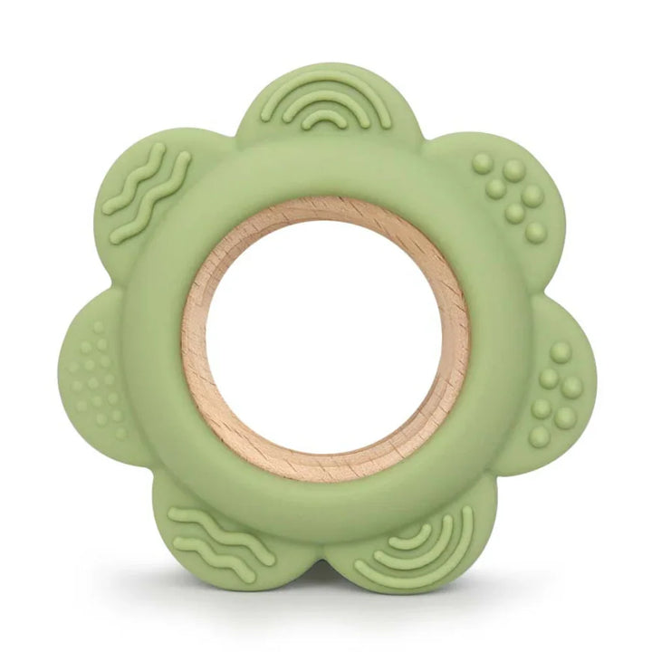 Ring Flower Silicone & Beechwood Baby Teether