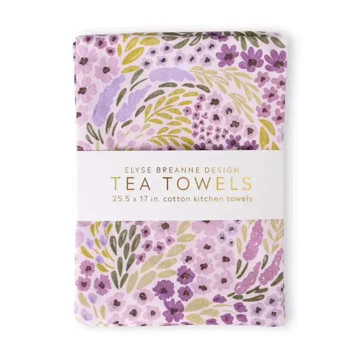 Pack of 2 Lilac Floral Tea Towels