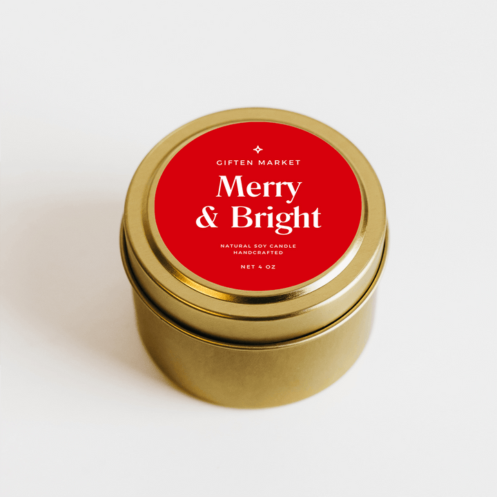 Merry & Bright Gold Travel Candle