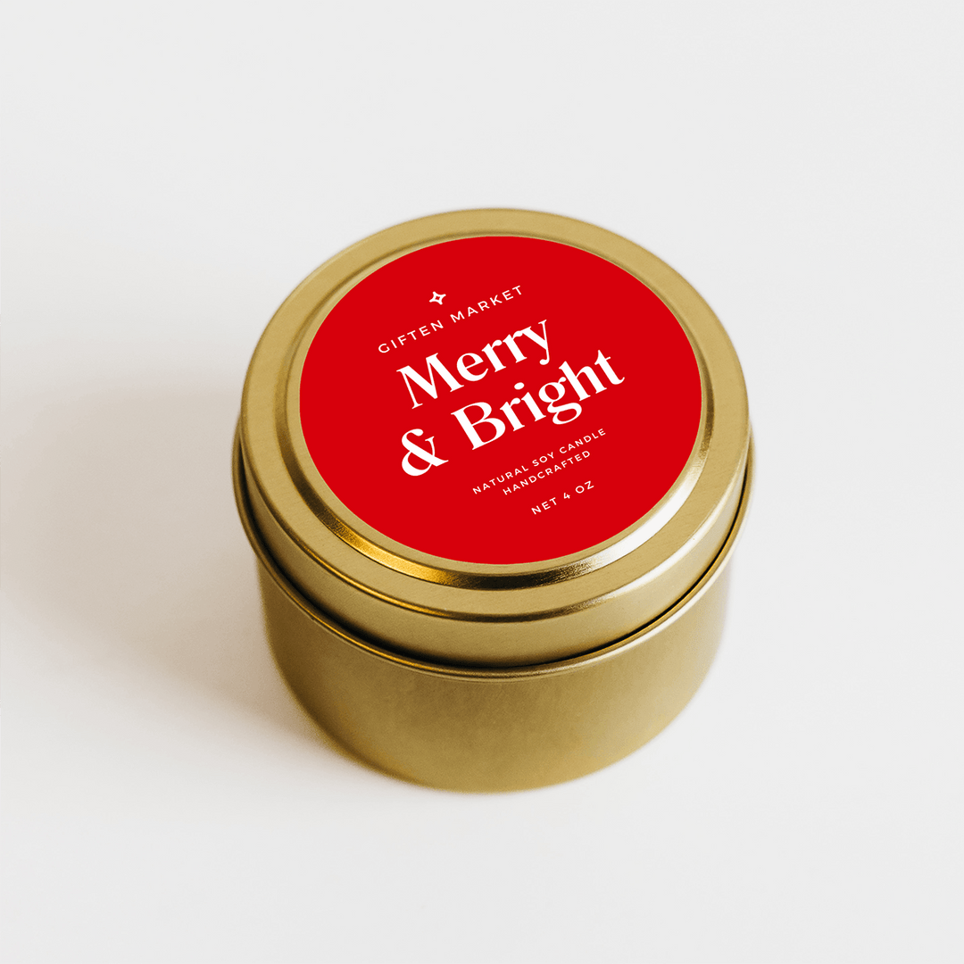 Merry & Bright Gold Travel Candle