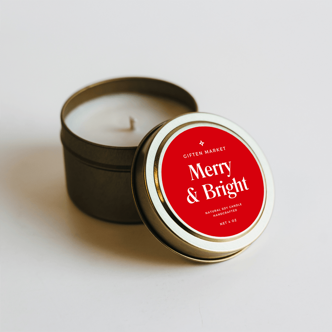 Merry & Bright Gold Travel Candle