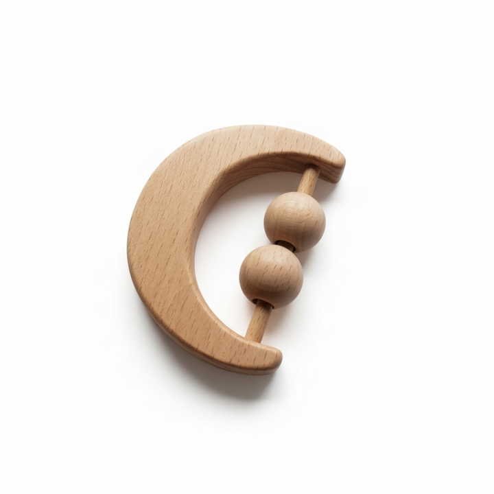 Wooden Moon Rattle Toy