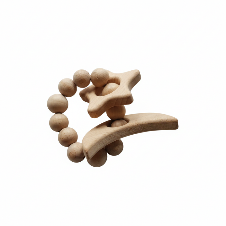 Wood Star & Moon Teething Ring