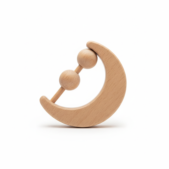 Wooden Moon Rattle Toy
