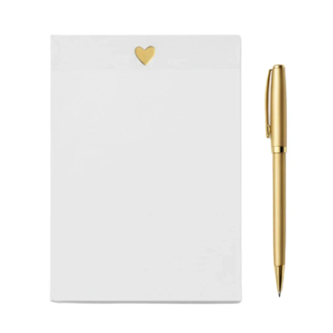 Tall Heart Sticky Notes - Gold Foil Design
