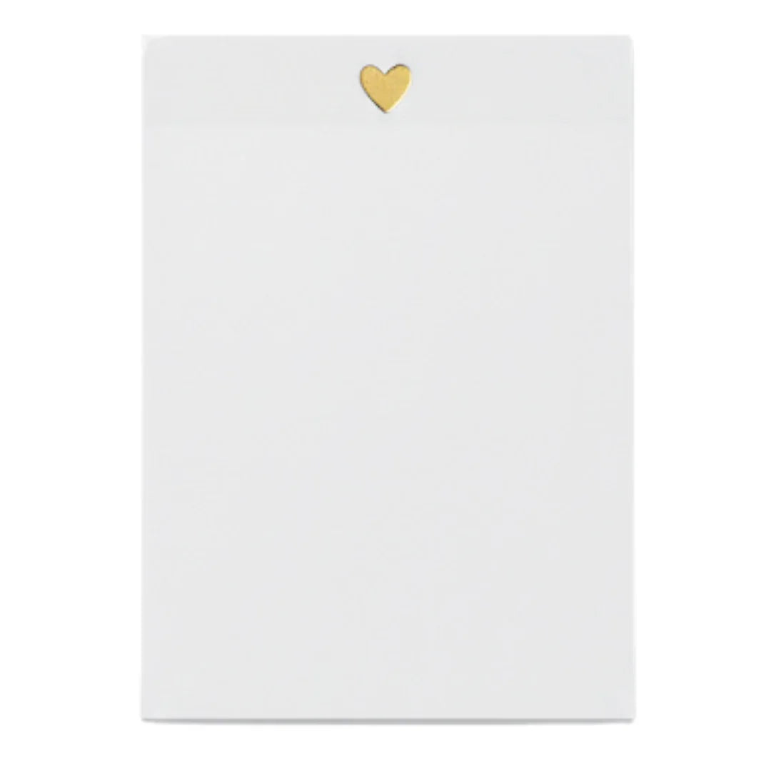 Tall Heart Sticky Notes - Gold Foil Design