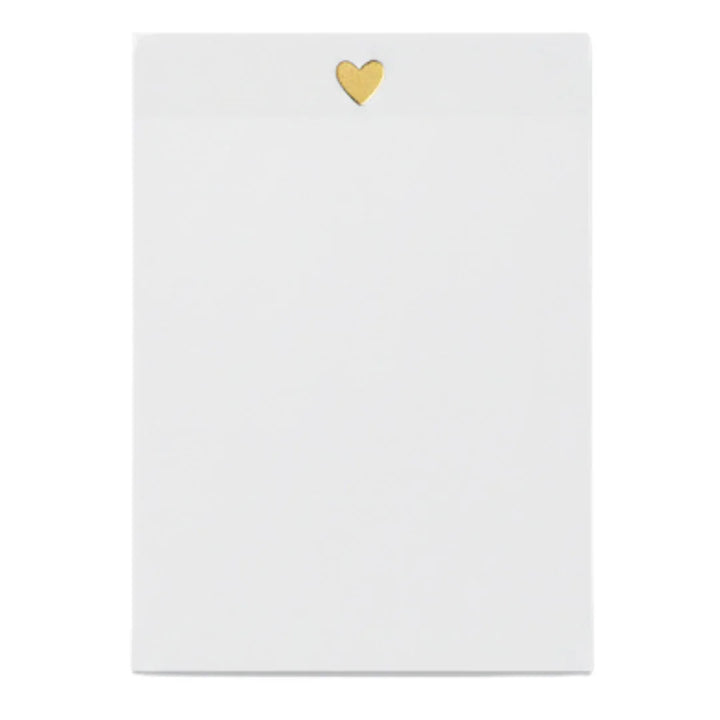 Tall Heart Sticky Notes - Gold Foil Design