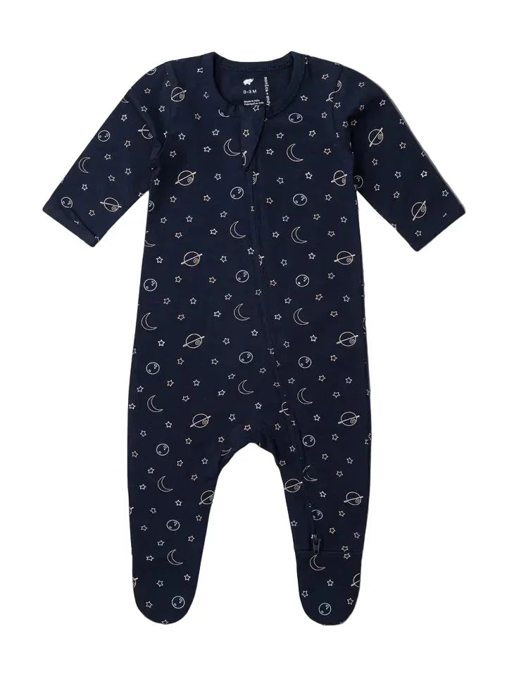 Outerspace Zipper One-Piece Baby Pajamas